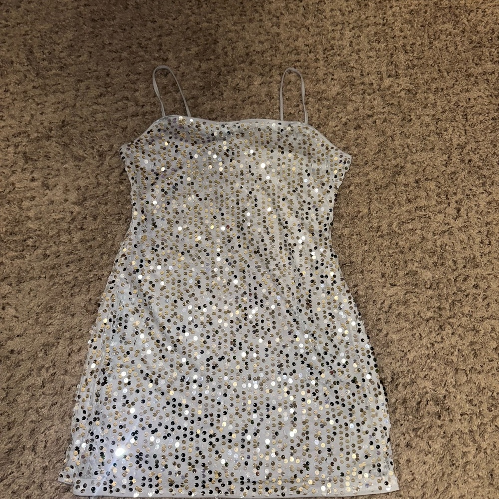 Divided Silver Sequin Bodycon Mini Dress